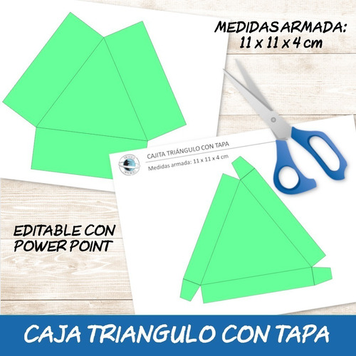 Kit Imprimible Molde Caja Triángulo Con Tapa Editable