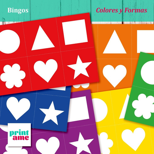 Juego Imprimible - Bingo Colores Formas - Niños 2 Años
