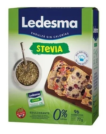 Edulcorante Ledesma Stevia 96 Sobrecitos 77 Grs Pack 6 Unid