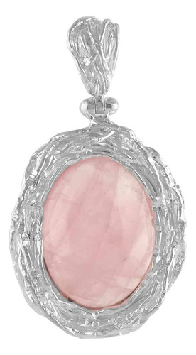 Dije Ramas De Cuarzo Rosa En Plata De Ley