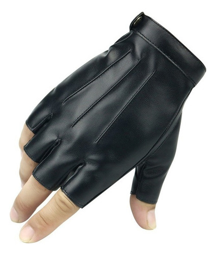 Nuevo 1 Par De Guantes De Medio Dedo De Cuero Pu For