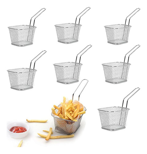 8 Piezas Mini Square Fry Bakests Cesta De Papas Fritas 4.1x3