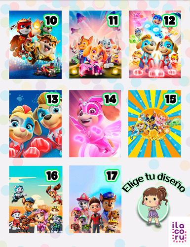 Dulceros Paw Patrol Personalizados Recuerdos Fiestas 15 Pz