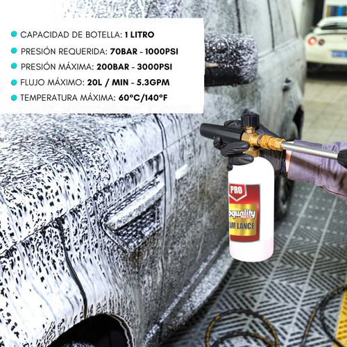Imagen 6 de 9 de Pistola Foam Lance Para Hidrolavadoras + Foam Cleaner Por 1l