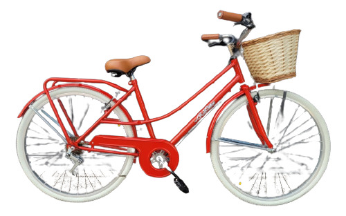 Bicicleta paseo femenina Le Bike Classic Vintage  2021 R26 1v freno v-brakes color rojo con pie de apoyo  