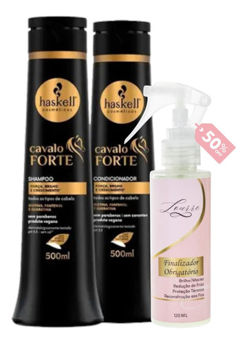 Kit Cavalo Forte Haskell Sh + Cond 500ml + Fin Lourre 120ml