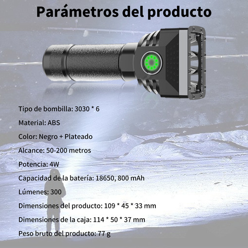 3p Lampara Linterna Para Acampar Camping Recargable Tactica