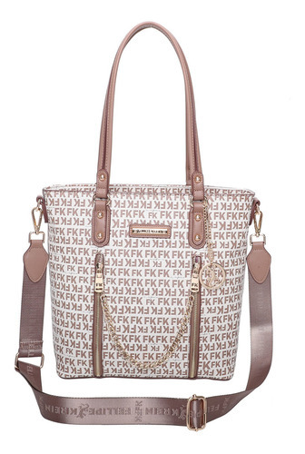 Bolsa Sacola Feminina Fk568 Monograma Fellipe Krein Nude