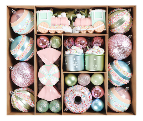 Decoración Para Árbol De Navidad, Color Macarrón, 70 Piezas