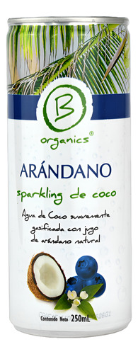 6 Pack Agua De Coco Con Gas 250ml Lima, Pomelo Y Arándanos