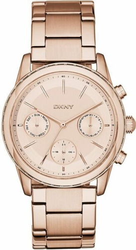 Reloj Mujer Dkny Rockaway Acero Inox Band Rose Oro Tone Ny23