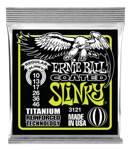 Corda Ernie Ball 010 Regular Slinky Coated Titanium Guitarra