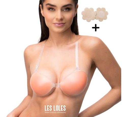 Imagen 1 de 10 de Corpiño Adhesivo Tiras Transparentes + Pezoneras, Les Loles