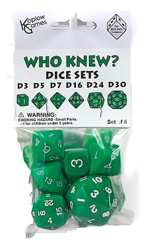 Koplow Games Green Special Who Knew 6 Dice Set