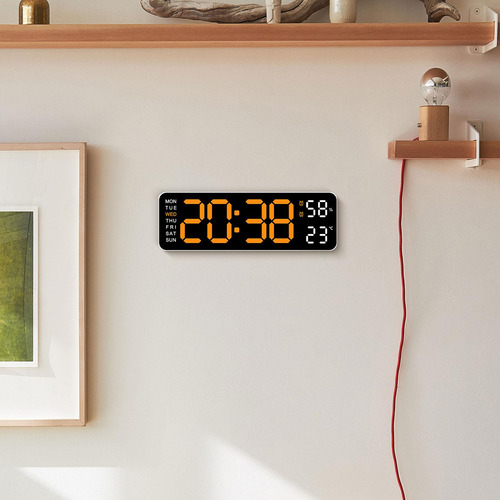 Reloj De Pared Digital Para Decoración Del Hogar, Brillo Nar