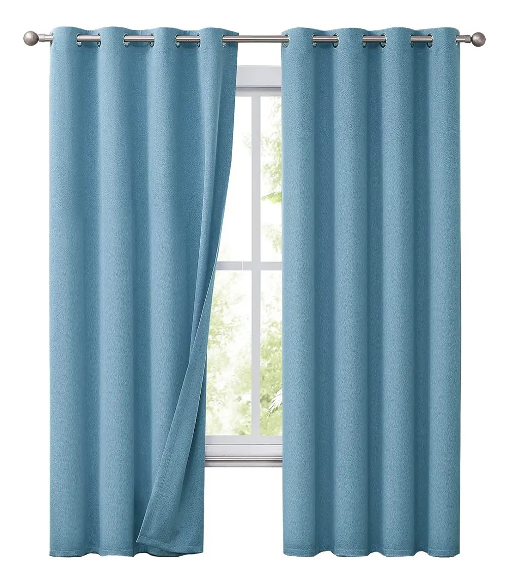 Cortinas Blackout 100% Casatua 2paños 140x220 Lino Doble Faz - Turquesa