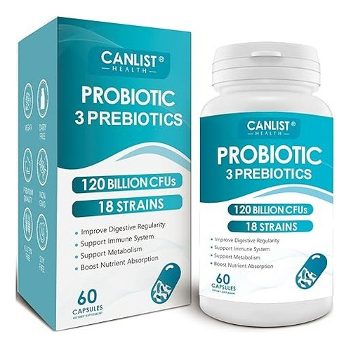 Probiotico 18 Cepas 3 Prebioticos 120 Billones 60 Servicios