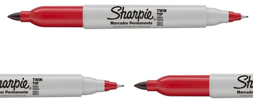 Caneta Permanente Sharpie Twin Ponta Dupla Cor Vermelha