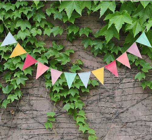Banderines Tipo Lino Patio Color Cumpleaños Decoración