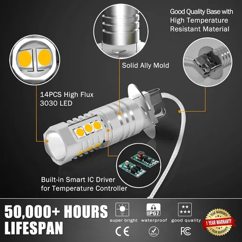 Bombillas Led H3 Luz Antiniebla 2000 Lúmenes Extremada...