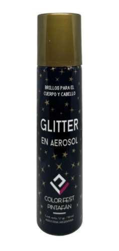 Maquillaje Glitter Aerosol Dorado Cuerpo Cabello Pintafan