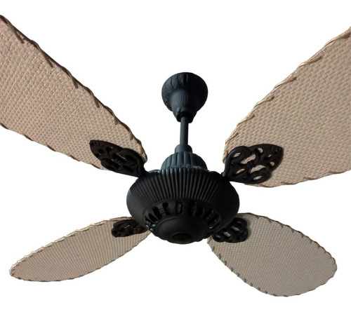 Pack X2 Ventilador De Techo S I T E C Fund. Blanco Y Rattan 1.25 M Blanco Texturado Mate Blanco Rattan 4