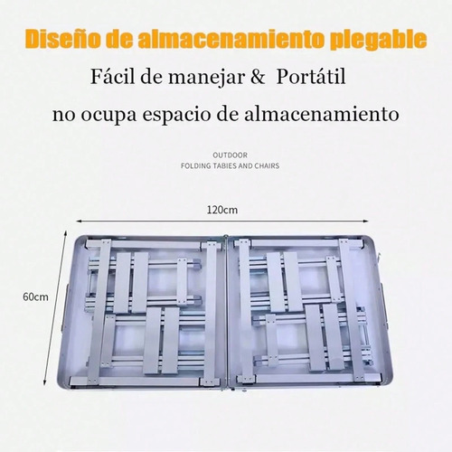 Mesa Plegable Portafolio Aluminio 1.2m Jardín Con 4 Sillas
