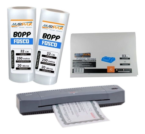 Kit Laminadora Aurora A3 + Bopp A4 + Bopp A3 Fosco 110v