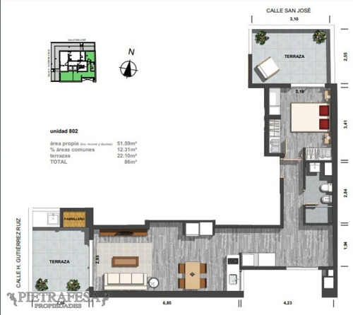 Imagen 14 de 14 de Apartamento En Venta A Estrenar 1 Dormitorio 1 Baño Con Doble Terraza Con Parrillero- San Jose- Centro