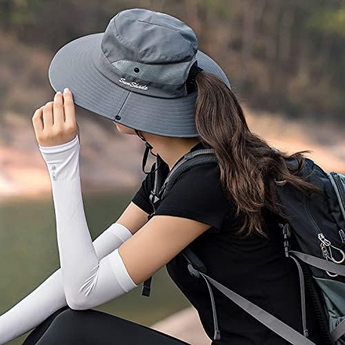 Huamulan Mujeres Cola De Caballo Sombrero Para El Sol Ala Uv
