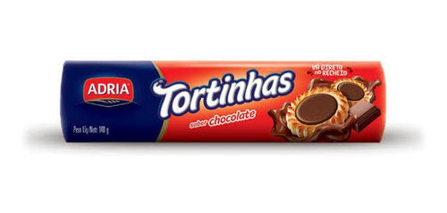 Biscoito Recheado Tortinhas Chocolate Adria 140g Kit C/10