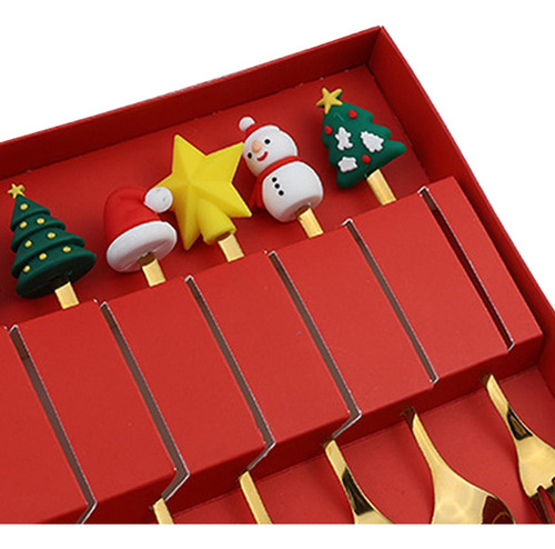 Juego De 6 Tenedores De Cucharas Navideñas, Estilo B