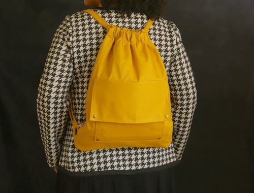 Mochila De Tiras (string) Em Sarja Amarela - Folias