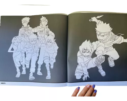 Livro De Pintar Desenho Naruto + 12 Canetinhas Colorida