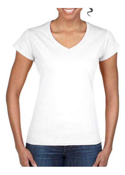Camiseta Blanca Cuello V Mujer | MercadoLibre 📦