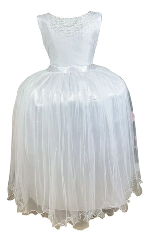 Vestido Daminha Branco Luxo Festa Casamento Menina Infantil