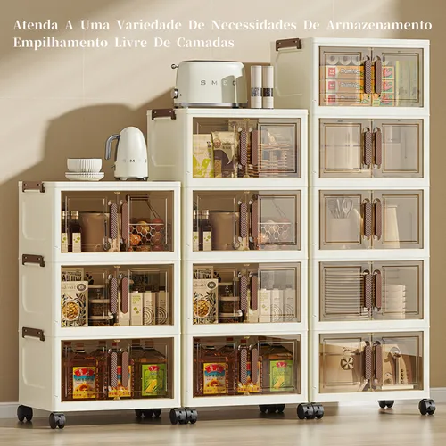 Kit 12 caixas organizadoras dobráveis com rodinhas | Casa & Organização | Plástico PP 6L