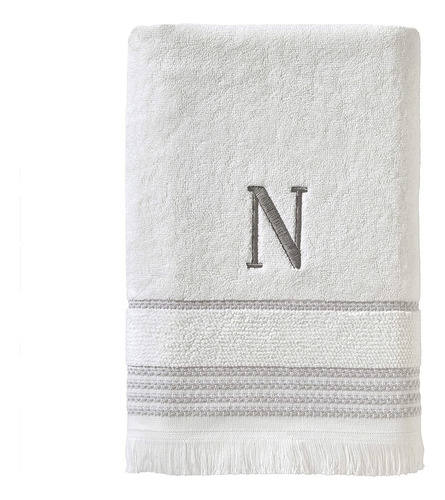 Toalla De Baño Casual Monogram, N, 28x54, Blanco