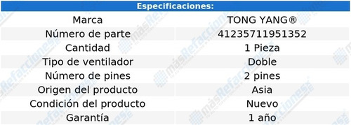 Ventilador Motor Doble Tong Yang Escalade Del 2007 Al 2008