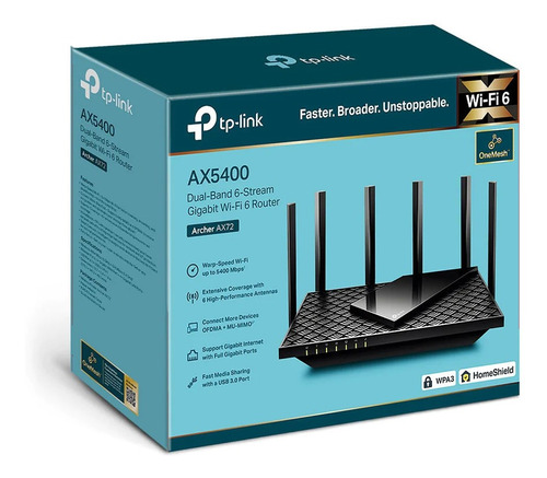 Router Wifi Tp-link Ax5400 Archer Ax72 Wifi6 Gigabit Mumimo 