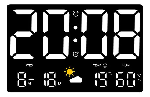 Reloj De Pared Digital Grande, 25 X 16 X 3 Cm, Temperatura,