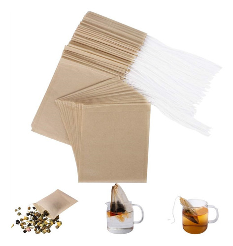 100pcs Bolsas De Filtro De Té Desechables, Cierra Facil