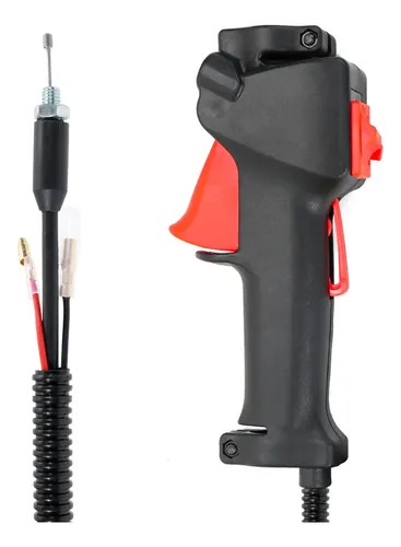 Interruptor De Manija Del Acelerador Para Desbrozadora De Gasolina De Mochila - Cable 114 Cm, Plástico Negro, Fácil Instalación