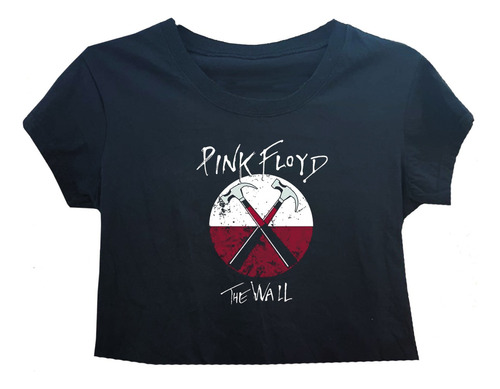 Remera Corta Top Crop Pink Floyd