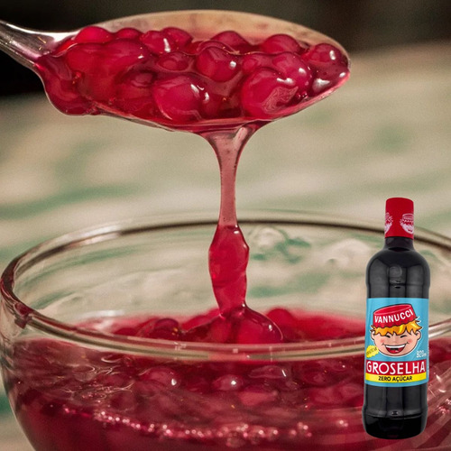 3 Groselha Vannucci Zero Açúcar 920ml Para Diabéticos Bolos