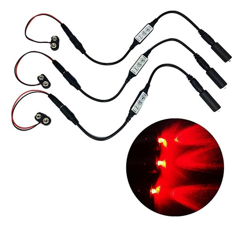 Kit De 3 Luces De Micro Efectos Led Rojo Con Flash Parpadeo