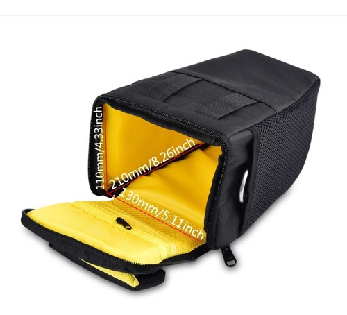 Imagen 3 de 3 de Bolso Para Cámara Fotográfica Negro, Con Correa Y Manilla