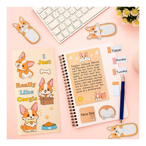 Juego De Cuadernos Y Papelería Xqumoi Corgi Sticky Note A5