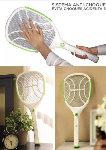 Raquete Elétrica Original Nsbao Com Lanterna Mata Mosquito