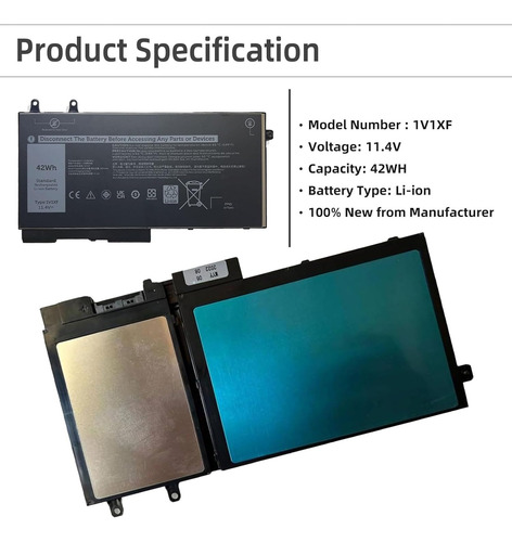 Bateria (1v1xf) Para Dell Latitude 5400 5410 5500 5510 Serie